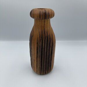 Handmade Live Edge Wood Bud Vase with Glass Insert 7.5" Natural Organic Rustic
